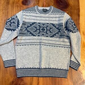 Pendleton Men's Wool Crew Neck Sweater XL Geometric Aztec Shetland Wool Q3-28